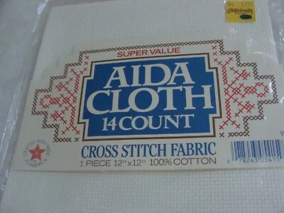 NEW SEALED 14 count 12x12" AIDA COUNTED CROSS STITCH Ivory Cotton Fabric. - Image 1 of 3