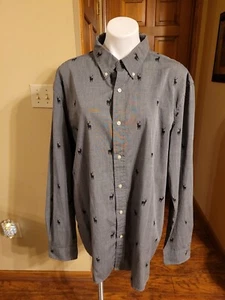 Chaps Mens XXL Shirt Charcoal Gray All Over Deer Pattern - Picture 1 of 3