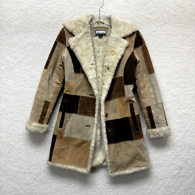 Y2K Vintage Afghan Penny Lane Jacket Coat Small Patchwork Leather Faux Fur Bratz - Image 1 of 4