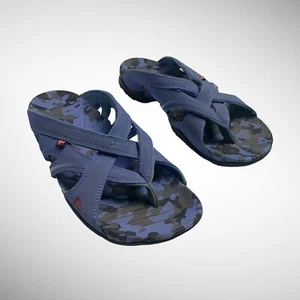 Ecco sandals blue camouflage 40 pre owned flip flops slip ons unisex  - Picture 1 of 7