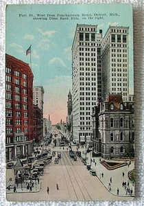 1924 POSTKARTE EISENBAHN TROLLEY ZÜGE AUF FORT STREET DETROIT MICHIGAN #q7y7 - Bild 1 von 2