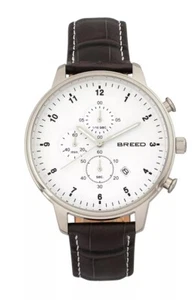 Breed Holden Men's Chronograph Black Leather Silver Watch w/ Date 7803 - Picture 1 of 7
