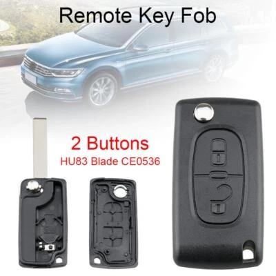 2 Button Car Replacement Key Fob Case shell Fit for PEUGEOT 207 307 308 / 407 - Image 1 of 4