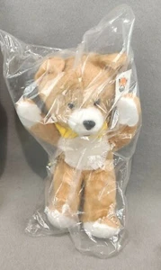 ORSO MARRONE BAVAGLINO BIANCO PELUCHE ORSACCHIOTTO VINTAGE 35cm ESSEBI BOLOGNA - Foto 1 di 2