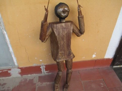 RARO E ANTICO  BURATTINO "PINOCCHIO" TUTTO CARTAPESTA TIPO LEGNO   1930-'40-LOOK - Immagine 1 di 4