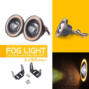 2x 2.5'' COB LED Fog Light Projector Car Bright Angel Eyes Halo Ring DRL Lamp
