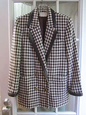 Irving Samuel Tweed Espiga Lana de Cordero Cuero Borde Chaqueta Mujer 6  Foto 1 de 4