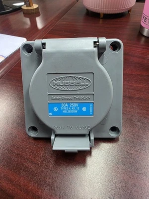 Hubbell HBL2620SW Locking Watertight Safety Shroud Receptacle - Image 1 of 3