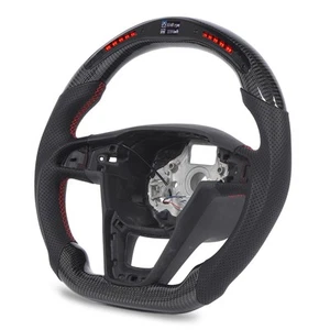 ✈LED Display Shift Lights Carbon Fiber Steering Wheel Perforated Leather For - Afbeelding 1 van 12