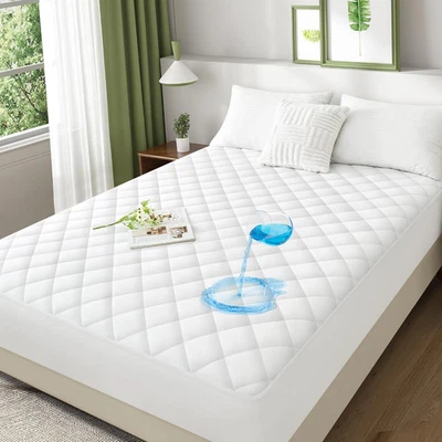 100% Waterproof Cotton Mattress Protector - Queen Size, Soft Quilted Fitted Matt - Image 1 of 4