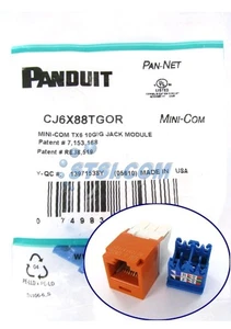 Panduit CJ6X88TGOR Cat6a 10 Gig Mini-Com Jack, Orange ~STSI - Afbeelding 1 van 2
