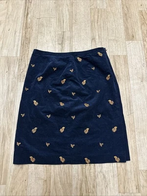 Brooks Brothers Mujer’s Ardilla Bordada Pana Lápiz Falda Azul Marino Talla 12 Foto 1 de 4