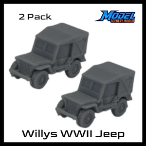 WWII Willy's Army Jeep Covered (2pk) - N Scale - Gray - Picture 1 of 4
