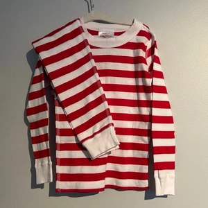 Hanna Andersson Long John Pajama Set – Red & White Stripe – Toddler Size 4 - Picture 1 of 10