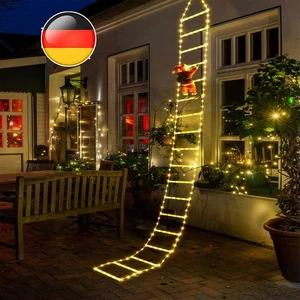 Weihnachtsmann Leiter Lichterkette LED-Deko Strom Nikolaus LED Weihnachtsmann - Bild 1 von 21