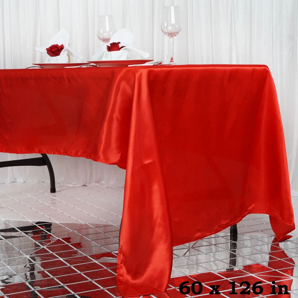 24 pcs 60x126" RECTANGLE Satin TABLECLOTHS Wedding Party Banquet Ceremony Linens - Image 1 of 1