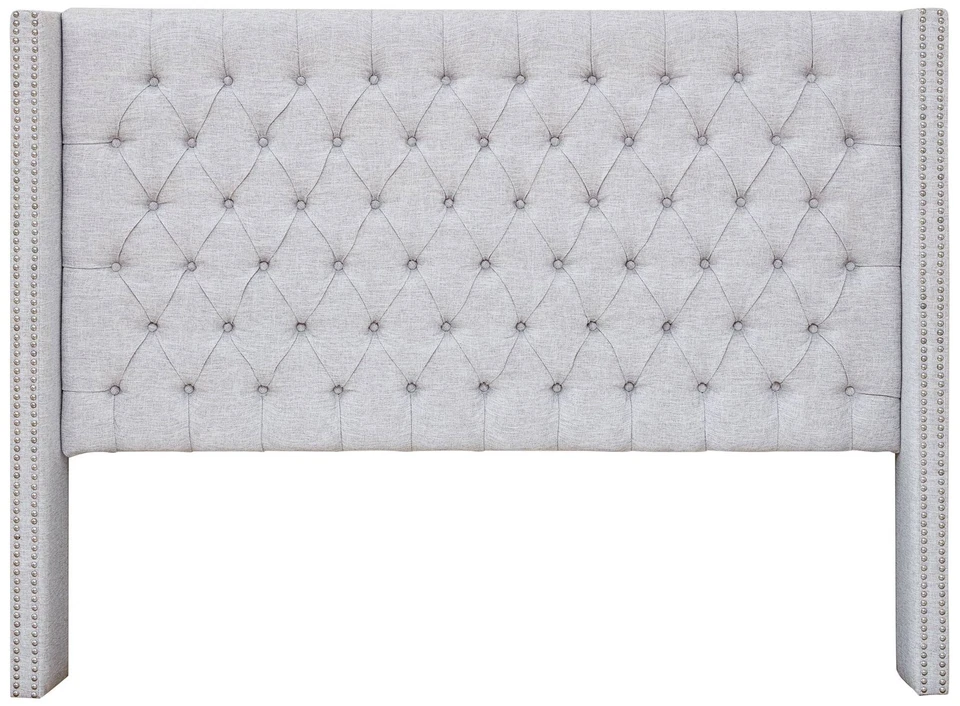 Cabecero Queen ajustable acolchado de tela gris Baldwin Foto 1 de 1