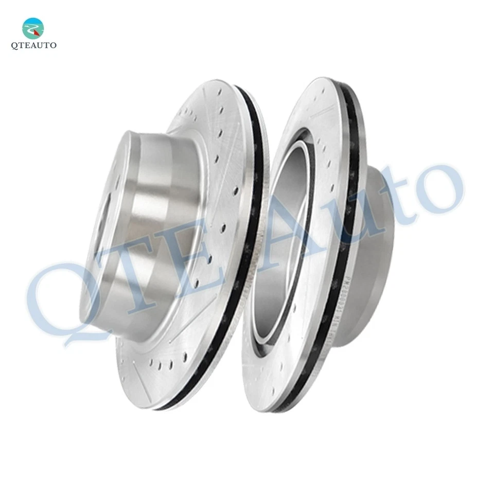 Rear 345mm Drilled Slotted Disc Brake Rotors For 2013-2020 Cadillac Escalade ESV - Image 1 of 4