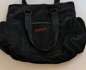 RARE Vtg Jansport Large Tote Corduroy Black 90's Grunge - Picture 1 of 6