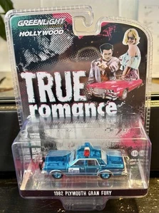 Greenlight Hollywood True Romance BLUE CHROME CHASE 1982 Plymouth Gran Fury 1/64 - Picture 1 of 7