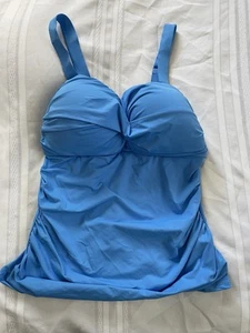 Anne Cole Blue Plus Size 16W Twist Front Removable Strap Tankini Top - Picture 1 of 5
