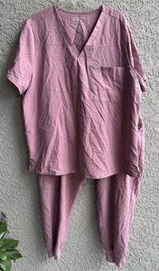 Set scrub donna tecnico Figs rosa zip tasca coulisse top 2XL -pantaloni 2XL/P - Foto 1 di 8
