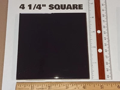4 1/4 FORUM Vintage Ceramic Bath TILE C-27 Ebony BLACK New Old Stock 1960's - Image 1 of 4