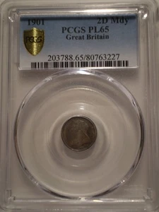 SAC2 Great Britain Victoria 1901 silver 2 pence PCGS PL65 - Picture 1 of 3