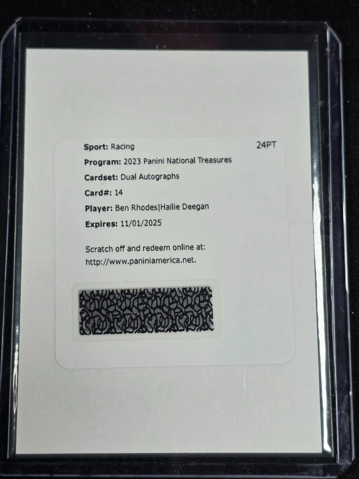 2024 National Treasures Racing Ben Rhodes Hailie Deegan Dual Autograph Redemptio - Image 1 of 1