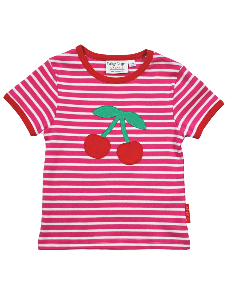 Toby Tiger Bio Kurzarmshirt mit Kirsch-Applikationen - Bild 1 von 1