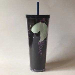 Starbucks 2021 Halloween Glow in The Dark Black Glitter Cat Tumbler Cup 24 Oz 9” - Picture 1 of 8