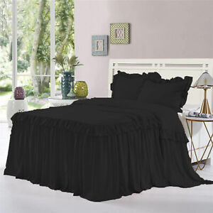Double Ruffle Bed Spread/Bed Cover 25" drop 800TC Egyptian Cotton ALL SIZE&COLOR