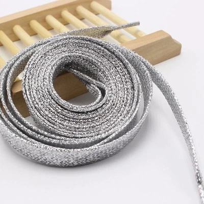Lacci Scarpe Colorati Glitter, Shoe laces Metallic  Silver Argento - Immagine 1 di 4