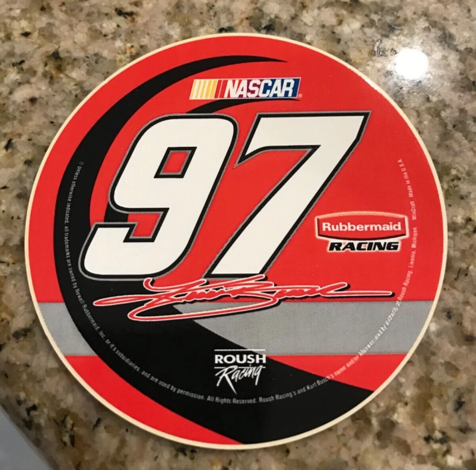  KURT BUSCH #97 Sharpie Rubbermaid NASCAR Licencia 3” Pegatina Redonda Roush Fenway Foto 1 de 1