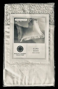 Martha Stewart Collection Vanilla Cotton Pintuck Eyelet EURO SHAM 26x26 NEW - Picture 1 of 7