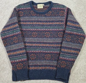 L.L. Bean Vintage Fair Isle 100% Reine Schurwolle Pullover Made in Scotland Blau Herren M - Bild 1 von 11