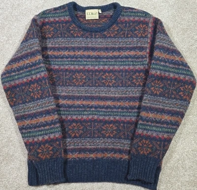 L.L. Suéter Bean De Colección Fair Isle 100% Pura Lana Nueva Hecho en Escocia Azul Para Hombre M Foto 1 de 4