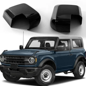 Gloss Black Rear Side Rearview Mirror Cover Cap For Ford Bronco 2021 2022 2023 - Picture 1 of 7