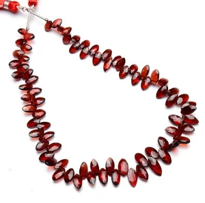 Natural Gem Rhodolite Garnet 8x4 to 10x5mm Size Faceted Marquise Briolette 12" - Picture 1 of 5