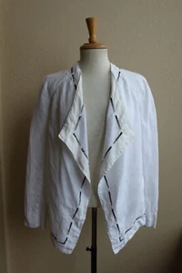 PURE DKNY Women’s White Draped Open Front Linen Jacket Size M - Picture 1 of 3