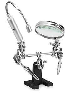 Ram-Pro Helping Hand Magnifier Glass Stand with Flexible Neck LED Flashlight ...