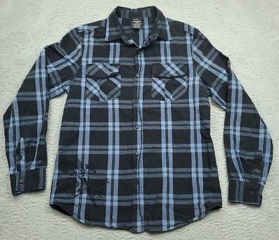 Рубашка мужская MMA Elite M синяя черная клетчатая Pride Honor с длинным рукавом вышитая - Изображение 1 из 4