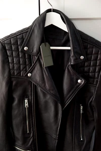 Brand New All Saints Catch Biker Leather Jacket Size XS RRP £345 - Picture 1 of 5
