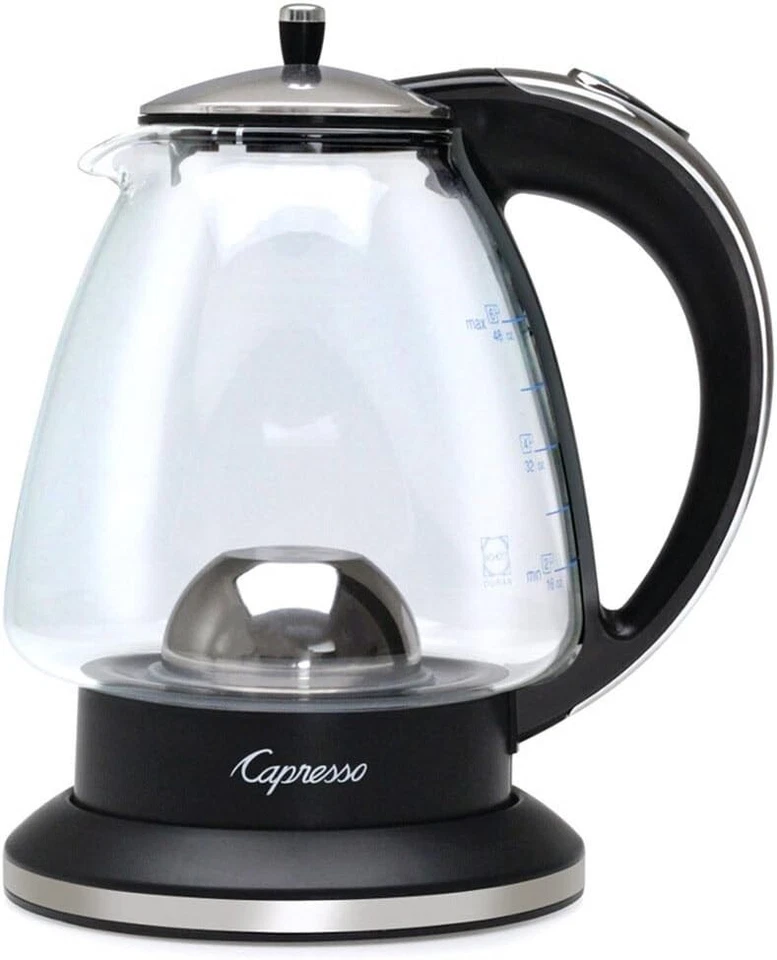 Capresso H2O Glass Rapid-Boil Kettle (48 oz, Black/Polished Chrome) - New - Image 1 of 4