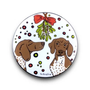 German Shorthaired Pointer Christmas Magnet Handmade Retro Pet Gift Decor 3.5" - Picture 1 of 17