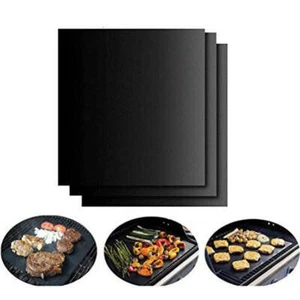 3Tlg Antihaft BBQ Grillmatte Glasfaser Backfolie Grillfolie Bratfolie 40x33 cm - Bild 1 von 3