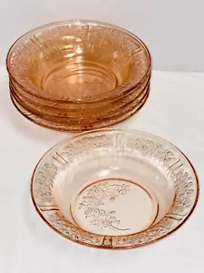 6 Federal SHARON/CABBAGE ROSE PINK 7 3/4" FLAT SOUP BOWLS - Picture 1 of 2