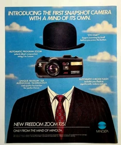 1991 Minolta Freedom Zoom 105i Snapshot Camera Vintage 1990's Magazine Print Ad - Picture 1 of 3