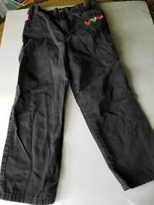Vintage Girls Barbie 6/6X Bordado Denim Jeans Doll Heart Pantalones Black Jeans - Imagen 1 de 10