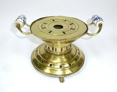 Seltenes Stövchen um 1900 Rechaud Keramikgriffe - Bild 1 von 4